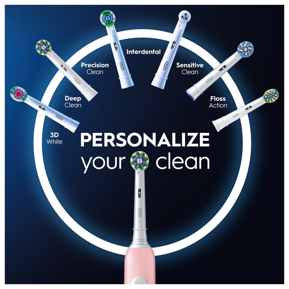 Oral-B Pro 1 Electric Toothbrush For Adults, With 3D Cleaning, 1 Toothbrush Head, Gum Pressure Control, 2 Pin UK Plug, Pink, Travel Electric Toothbrush, Rechargeable Toothbrush For Adults