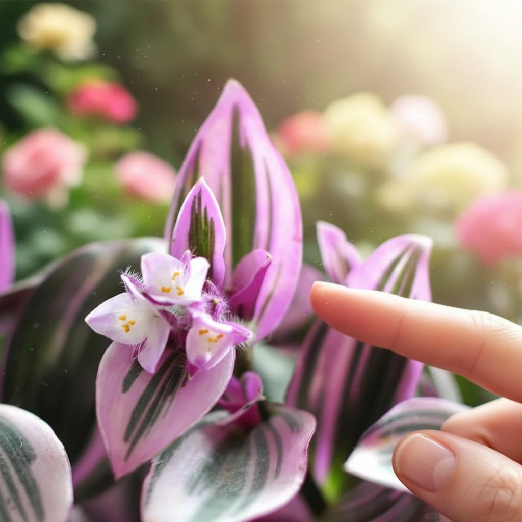 NYGardenia Tradescantia Nanouk Live Plant – 4 Inch Pot – Pink Purple Variegated Indoor Houseplant Easy Care