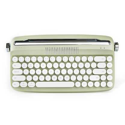 YUNZII Upgraded Wireless Typewriter Keyboard,with Retro Integrated Stand,USB-C/Bluetooth,Cute Round Keycaps, USB-C/Bluetooth Connection for Table, Phone, PC and Win/Mac/Android (B309, Baby Pink)