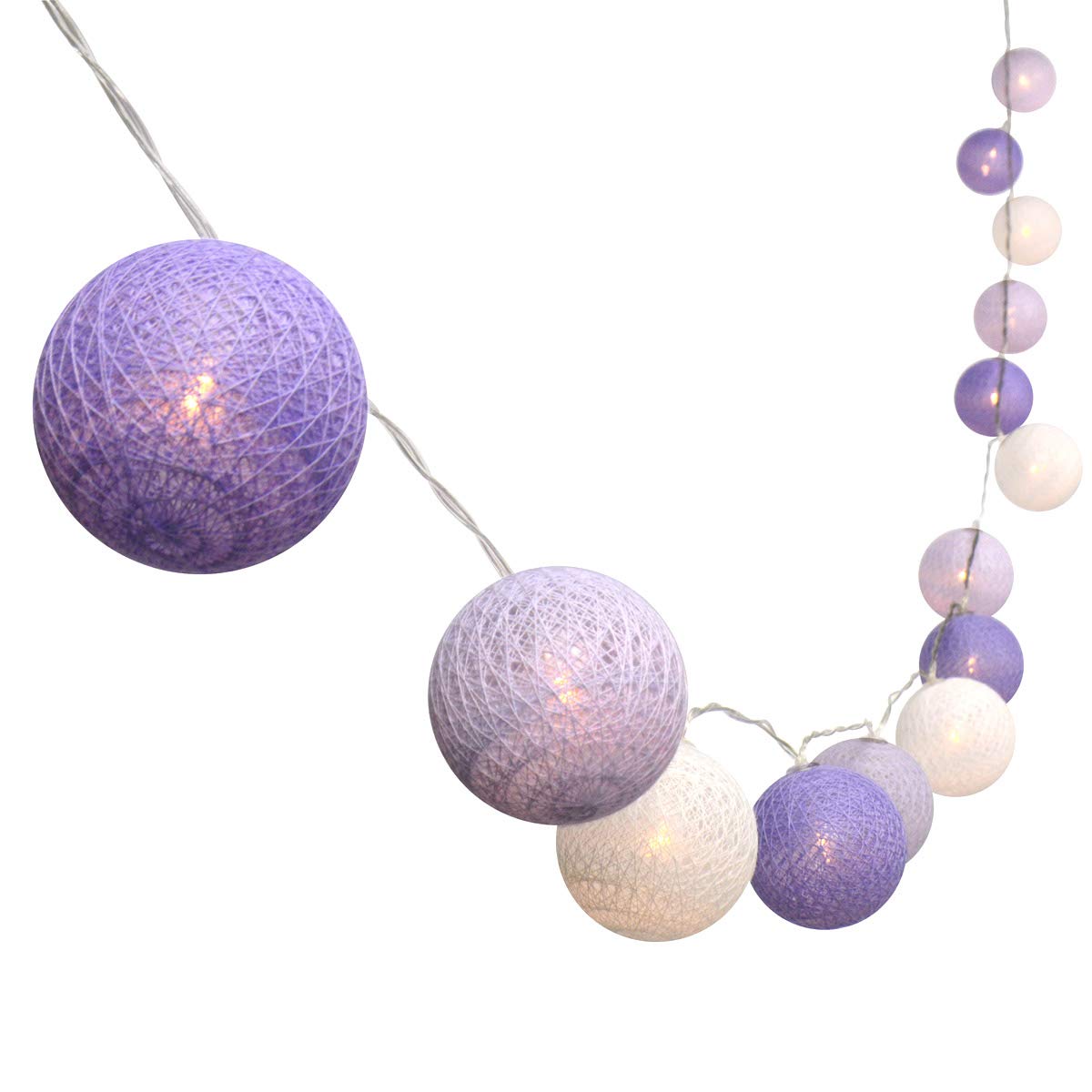 Gardeningwill 3M/10Ft 30 Purple White Ball LED Xmas Wedding Battery Operated String Fairy Light