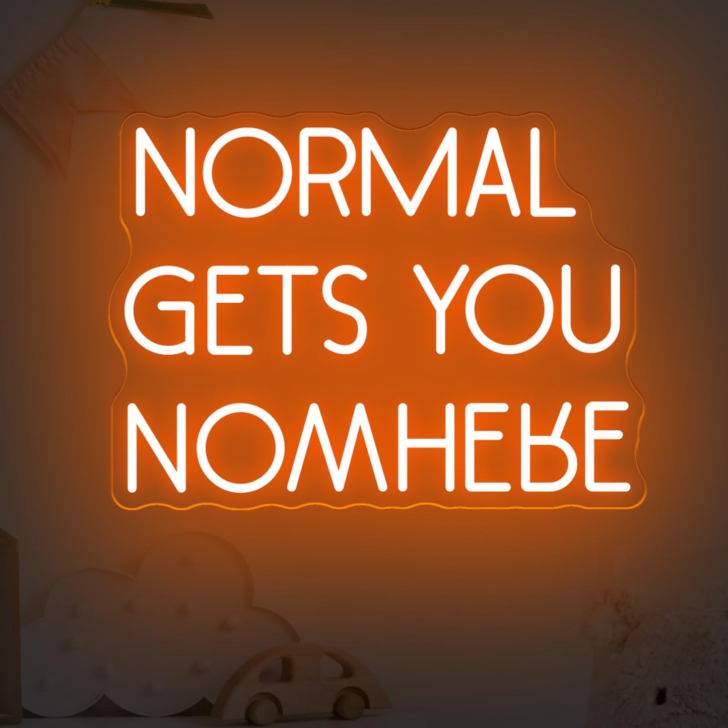 NORMAL GETS YOU NOWHERE Neon Sign, Light Office, Interior Design, Unique Gift, Quote Wall Art Led Light, Affirmation Neon Light for Beauty Salon Home, Party, Gift, Office, Bedroom, Man Cave-Orange-16.5"x12.2"