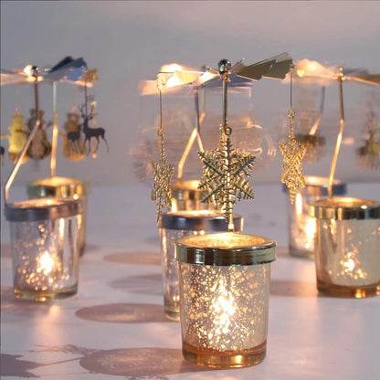 Rotary Candle Holder, Spinning Windmill Candlestick Carousel Candle Tea Light Holder with Romantic Candlestick Ornament for Wedding Party Christmas Home Decor