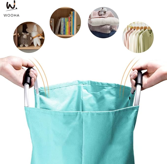 WOOHA 125L Large laundry basket, Collapsible laundry hamper, Tall Clothes