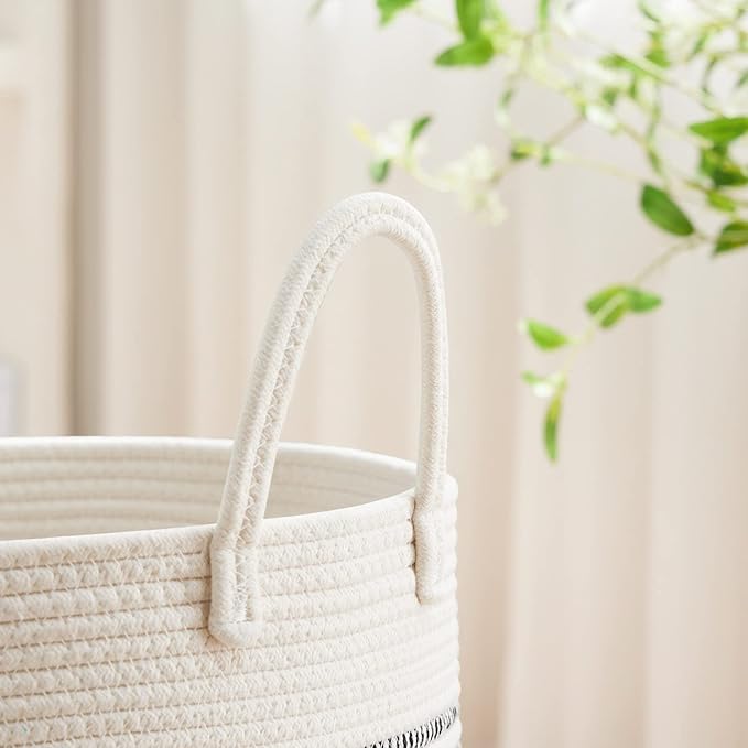 VIPOSCO Large Laundry Hamper, Tall Woven Rope Storage Basket