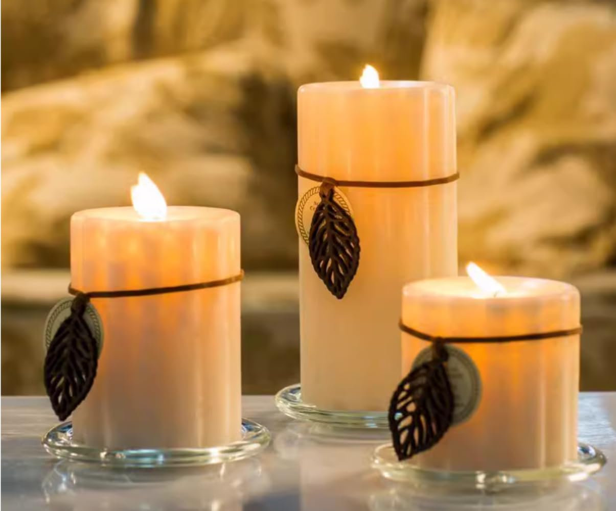 Cumuiu Glass Candle Holder 2 Pack 5 Inch Clear Beautiful Transparent Round Candle Plate (2pack 5inch)