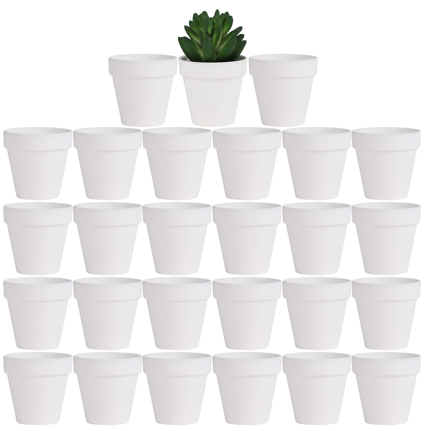 Yishang 27 pcs Small Mini White Clay Pots, 2 inch Terracotta Pot Clay Ceramic Pottery Planter,Cactus Flower Terra Cotta Pots,Succulents Nursery Pots,with Drainage Hole,Great for Crafts,Wedding Favor
