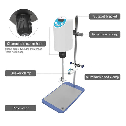 JOANLAB Digital Overhead Stirrer Mixer Electric Laboratory Industrial Liquid Mixer Stirring 30,000mPa.s,20L,100-2000RPM Adjustable