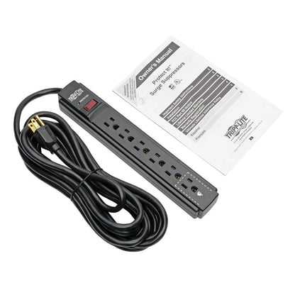 Eaton Tripp Lite series 6 Outlet Surge Protector Power Strip, 6ft Extension Cord, 900 Joules, 15A Circuit Breaker, UL Certified, Black (TLP606B)