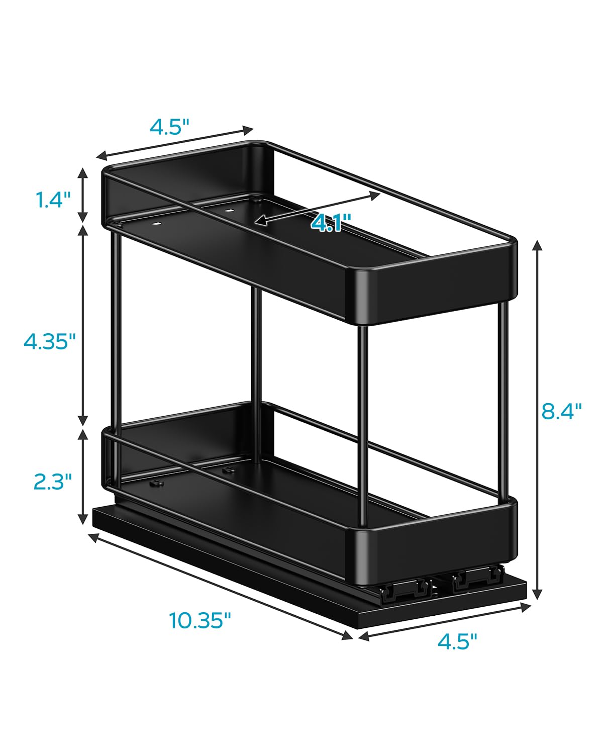 Nieifi Spice Rack Organizer for Cabinet, Vertical Spice Rack Pull Out, Easy to Install, Metal, 4.1''Wx10.35''Dx8.4''H, 2 Pack, 2 Tiers(Black)