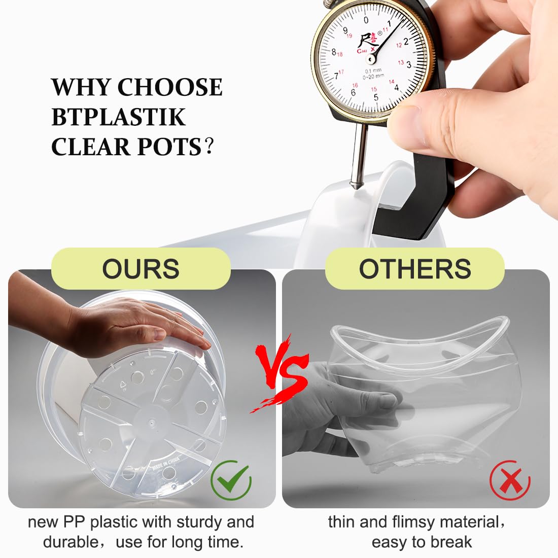 10/8/6 Inch Clear Plant Pots with Drainage Hole 12 Pack, Transparent Sturdy Plastic Nursery Pots with Saucers, Plant Label, Gardening Gloves, Plant Starter Pots for Planting Seed Herb Vegetable Flower