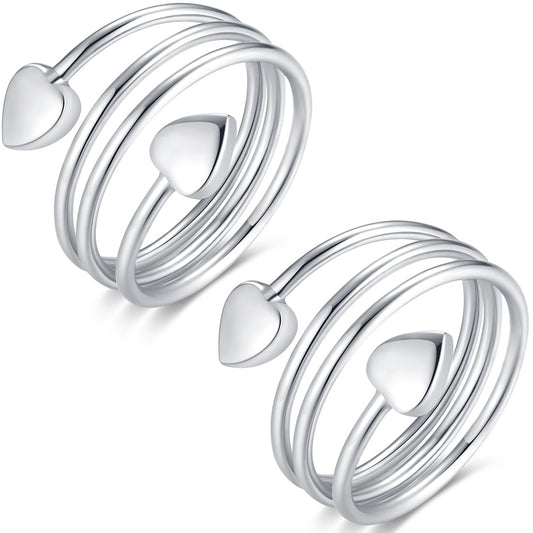 Vicmag Copper Magnetic Ring for Women Ring Ladies Fingers Thumb 99.9% Solid Pure Copper Gift 2PCS Adjustable (Silver Heart)