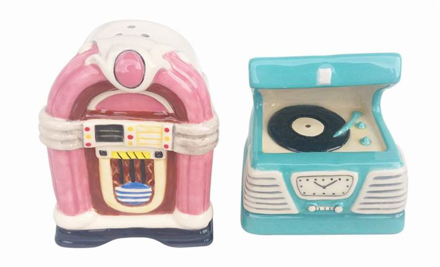 Blue Sky Ceramic Juke Box Salt and Pepper Set, 3.50-inch Height, Set of 2