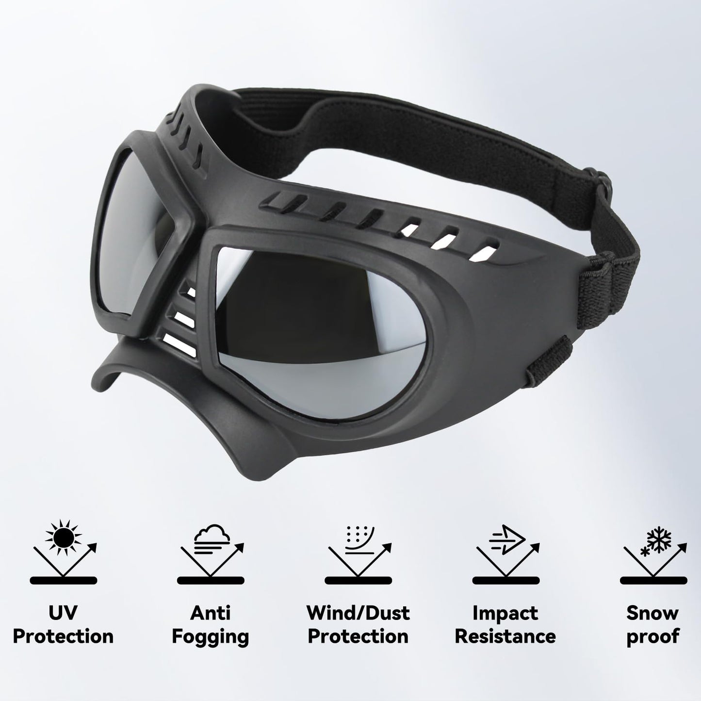 NAMSAN Dog Goggles Eye Protection Dog Sunglasses Anti-UV Goggles Windproof Puppy Goggles with Adjustable Flexible Straps for Small/Medium Dogs (Silver)