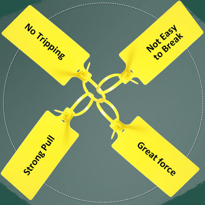 Youyole 200 Pieces Plastic Tags Waterproof Plastic Seal Shipping Tags Logistics Use Big Sign Tie Large Label Tie 250 mm Total Length (Yellow, 2.28 x 3.94 Inches)