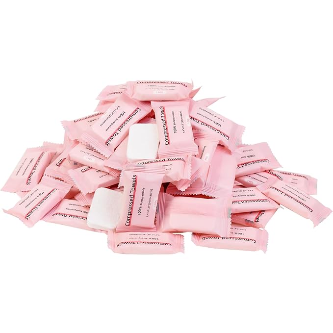 Compressed Towels for Travel, 70 Bulk Pack Coin Tissues, Individually Wrapped