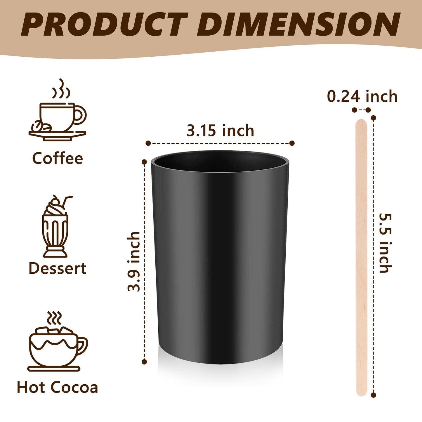 200 PCS Coffee Stirrer and Holder Set Wooden Coffee Stir Sticks 5.5 Inch Disposable Drink Stirrers Beverage Stirrer Sticks for Coffee (Wood & Black, 5.5 Inch Coffee Stirrers)