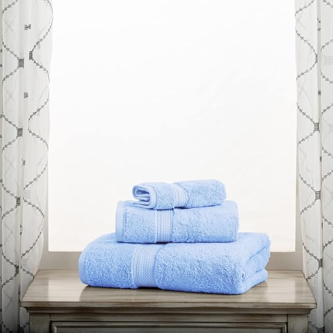 SUPERIOR Egyptian Cotton Pile 3 Piece Towel Set, Includes 1 Bath, 1 Hand