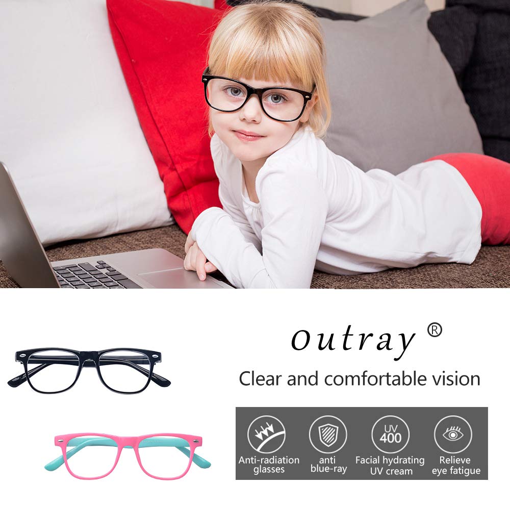 Outray Kids Teens Computer Blue Light Blocking Glasses for Boys and Gilrs Anti Eyestrain 2185c2 Blue
