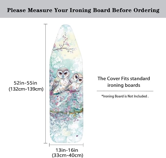 Owl Ironing Board Cover and Pad Heavy Duty, Non Stick Scorch and Stain