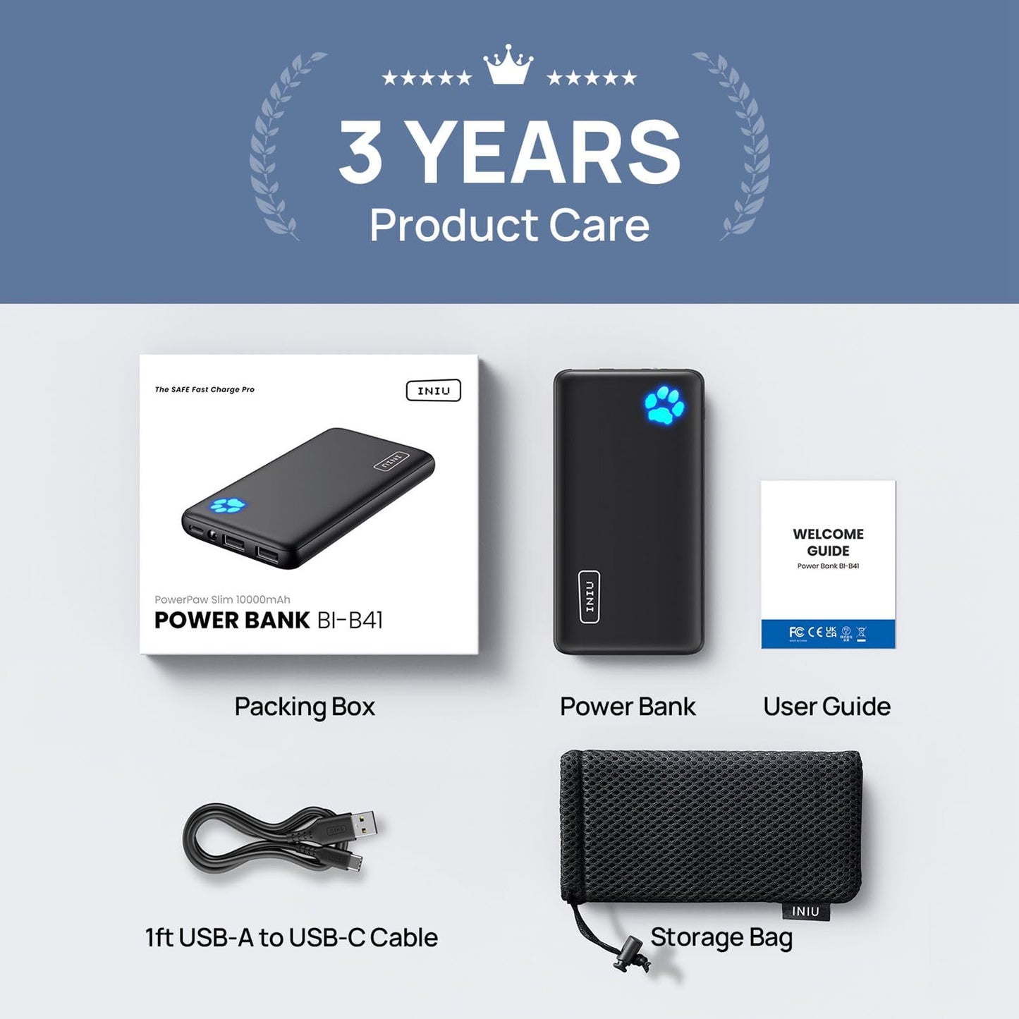 INIU Power Bank, Portable Charger 10000mAh Slimmest & Lightest High-Speed USB C Input & Output, PowerBank Triple 3A Phone Battery Pack for iPhone 17 16 15 14 Plus Pro Max Mini Samsung Xiaomi iPad
