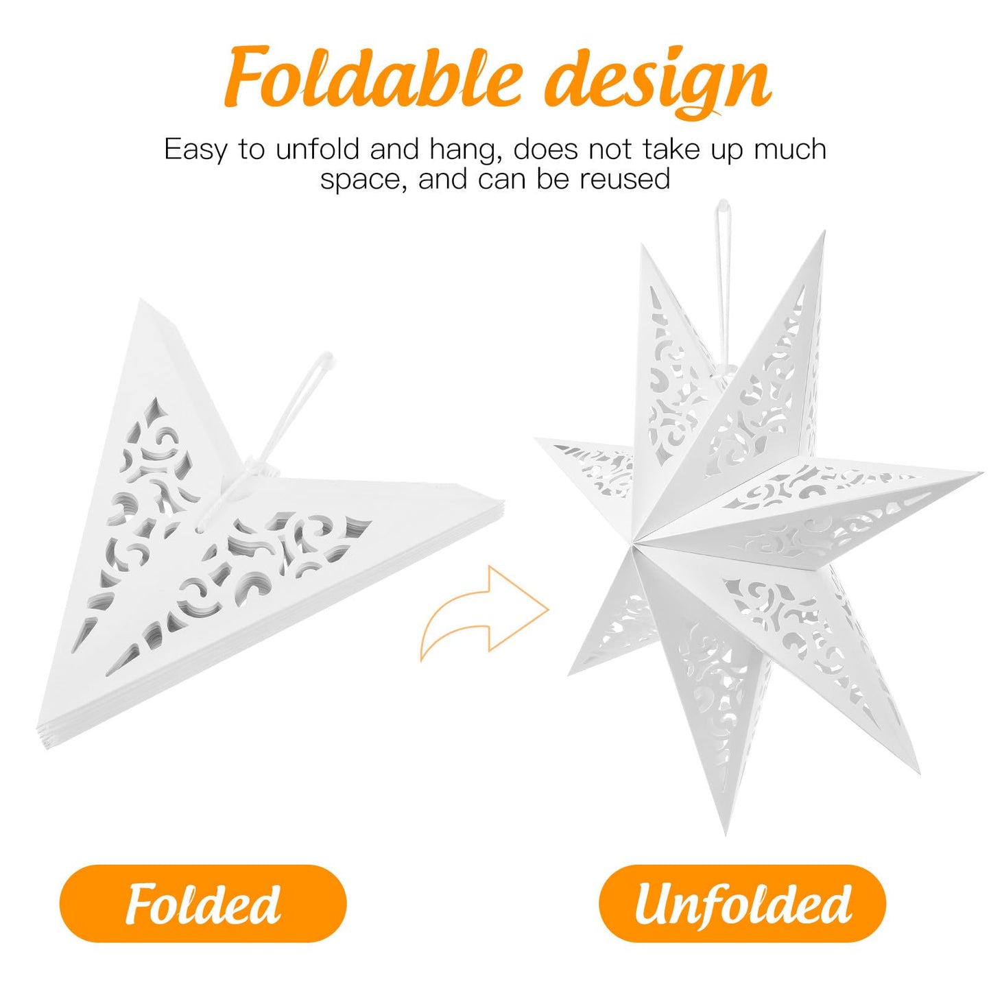 Ipetboom Star Shaped Lampshade Decorative Light Cover 17.71In Hollow Out Paper Lantern for Home Bedroom Festival Party Decoration