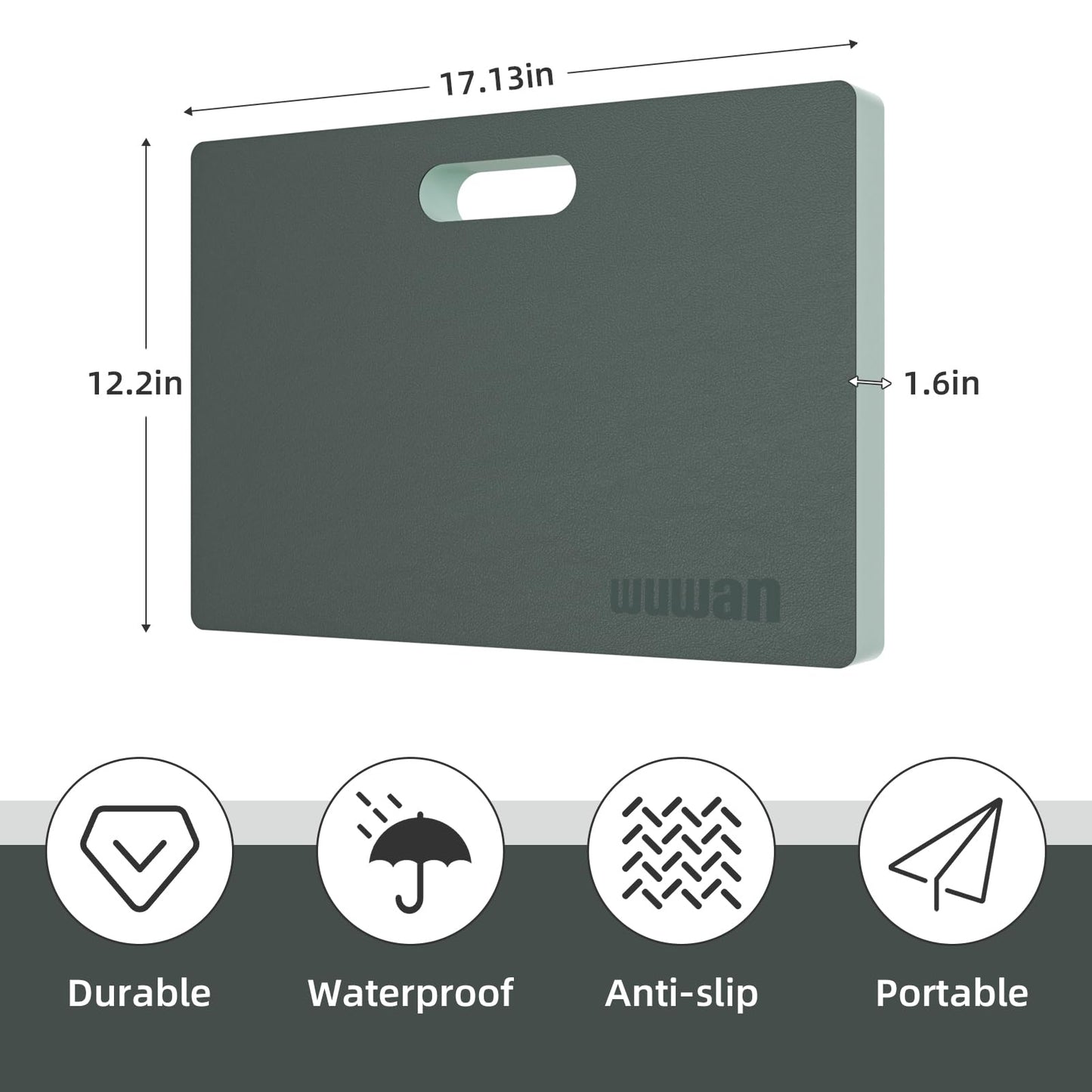 WUWAN Yoga kneeling mat, 1.5inch Thick,Knee Push-ups, Plank Support & Yoga Elbows/Knees Mat Provides Cushion for Kneeling & Elbows (Green with leather front)