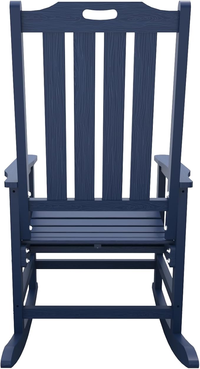 Oversized Rocking Chair Set of 2, Outdoor Rocking Chair for Adults, All Weather Resistant Porch Rocker for Lawn Garden, Navy Blue
