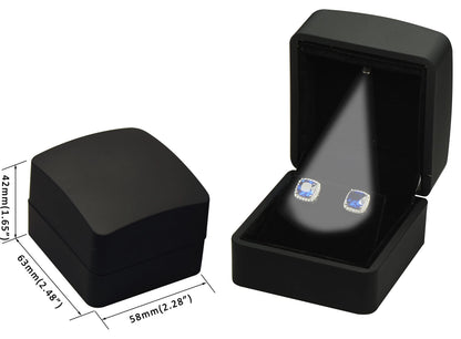 LAODA LED Earring Jewelry Gift Box for Wedding, Proposal, Birthday...Luxury LED Diamond Stud Earring Jewelry Gift Box with Light for Women for Men (Black Earring Box)