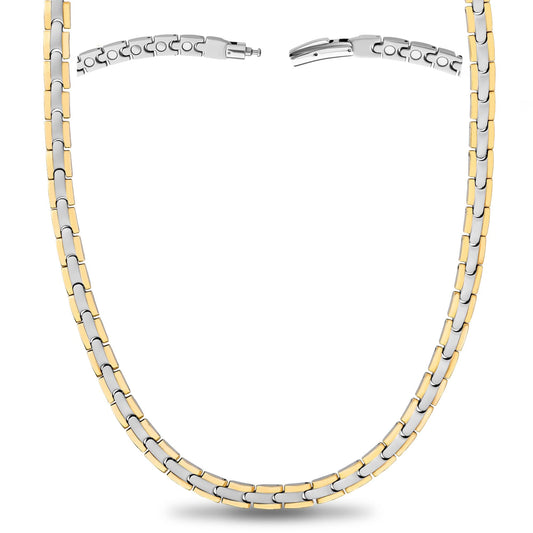 MagnetRX Titanium Magnetic Necklace – Ultra Strength Magnetic Necklaces for Women & Men – Effective Titanium Necklace with 55 Magnets (Silver & Gold, 20 Inches)