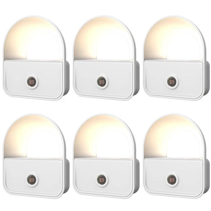 6 Pack Night Light Plug in, White LED Nightlights with Smart Dusk to Dawn Sensor, Plug into Wall Nightlights Suitable for Bedroom, Bathroom, Hallway, Kitchen, Stairs, Kids, Adults