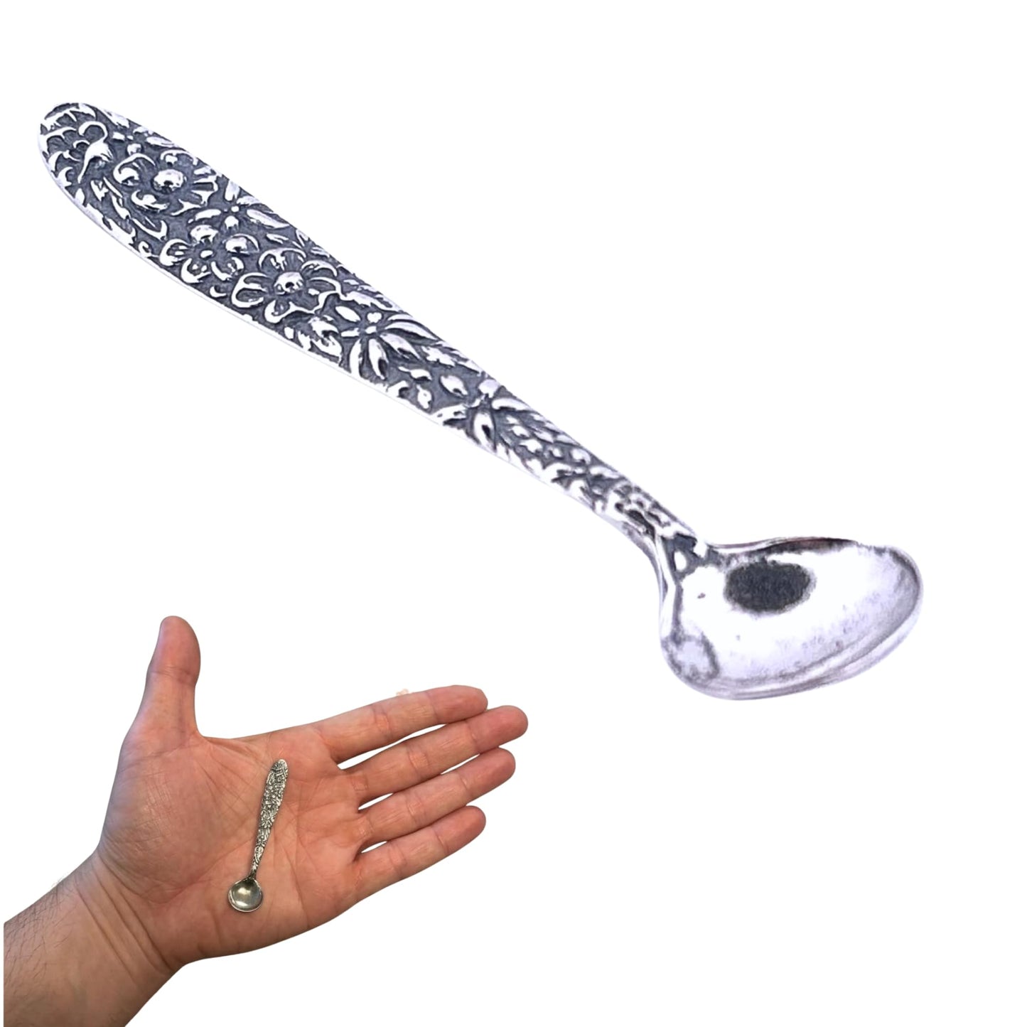 APOLEEA 925 Sterling Silver Small Salt Spoon - Premium Quality 2.7" Polished Round Bowl Mustard Spoon - Beautiful Flower Designed Handle - Gift for Culinary Enthusiasts