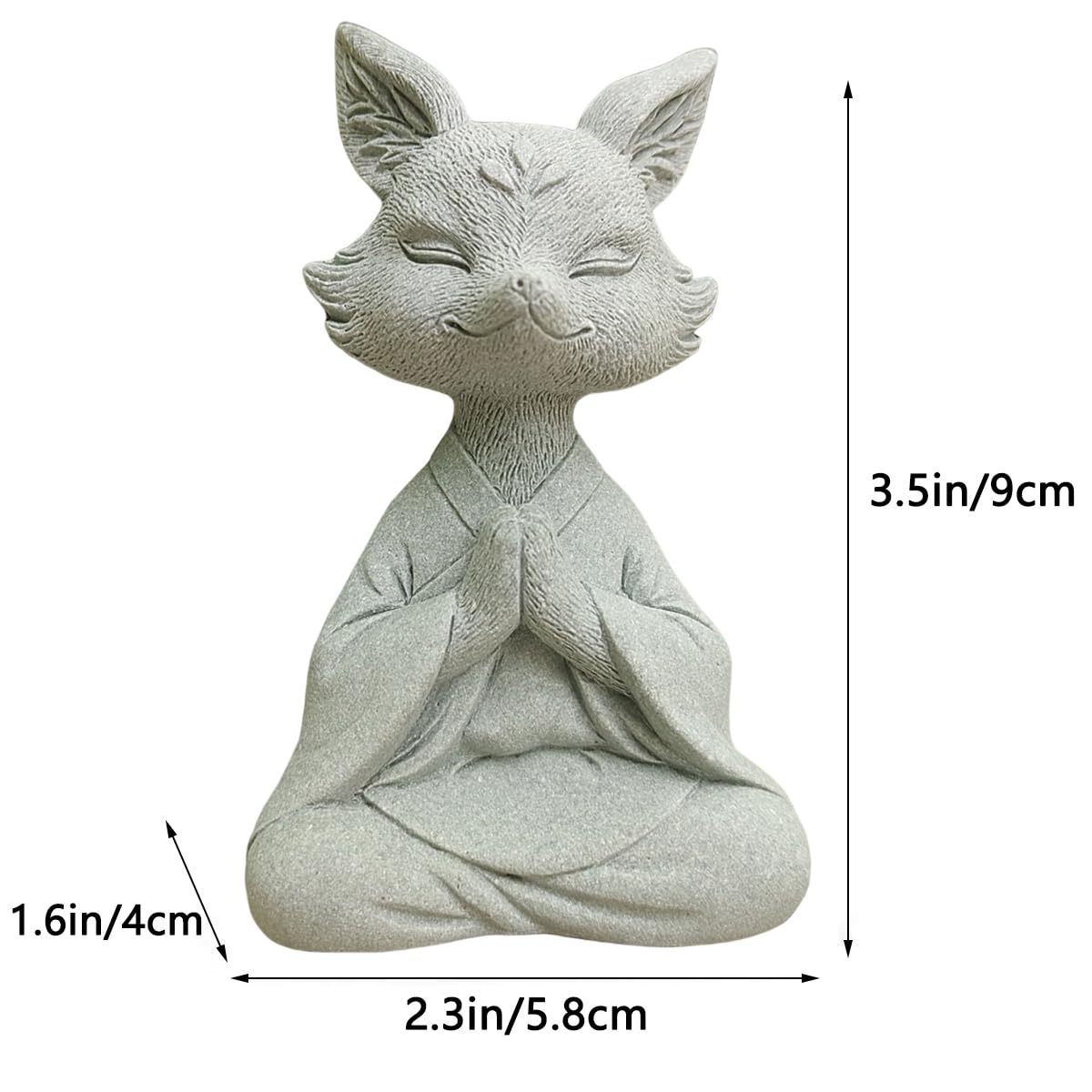 livelyfish Meditating Buddha Fox Statue Aquarium Zen Statue Yoga Animal Figurines Sandstone Sculpture for Fish Tank Garden Tabletop Decor, S1