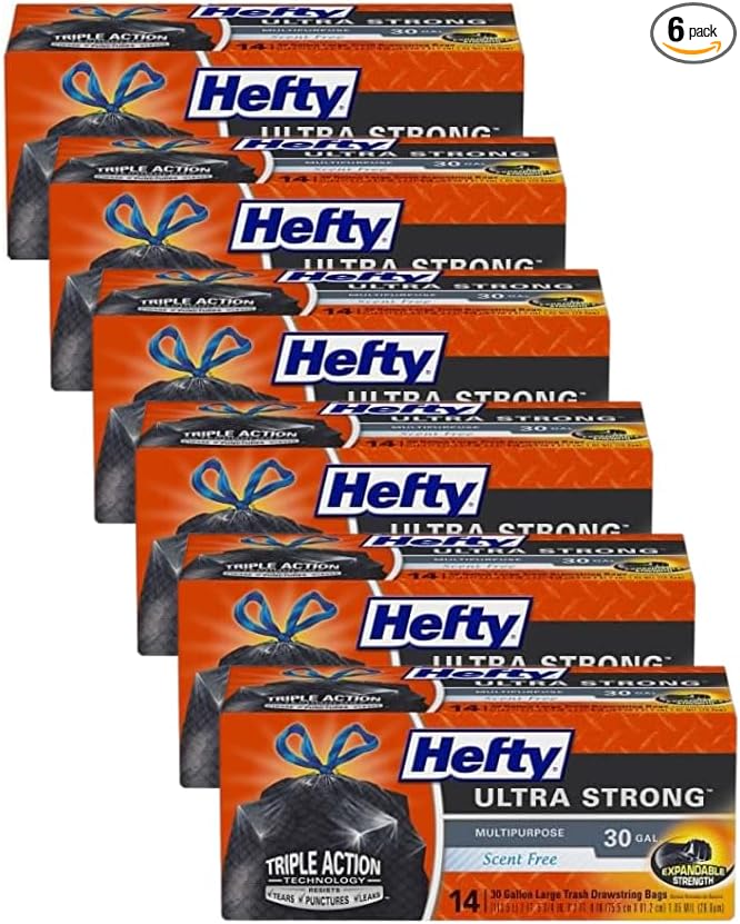 Hefty Ultra Strong Multipurpose Large Trash Bags, 30 Gallon 14 Count
