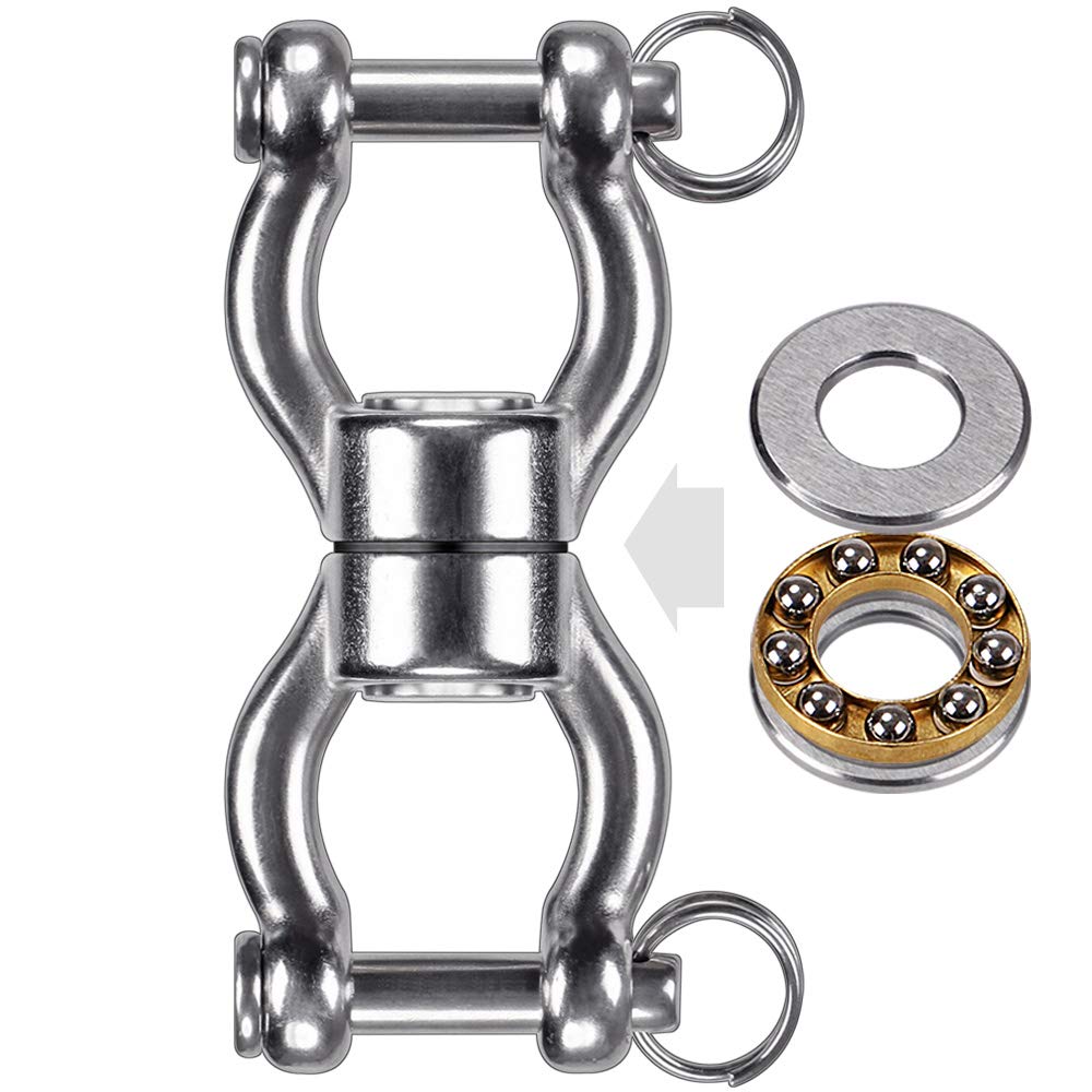 SELEWARE Silent Bearing Swing Swivel, 360° Rotational Device Hanging Accessory with Removeable Buckle for Tree Swing, Hammock Chair, Climbing Rope, Yoga, Kids Swing Swivel 1201LB Capacity
