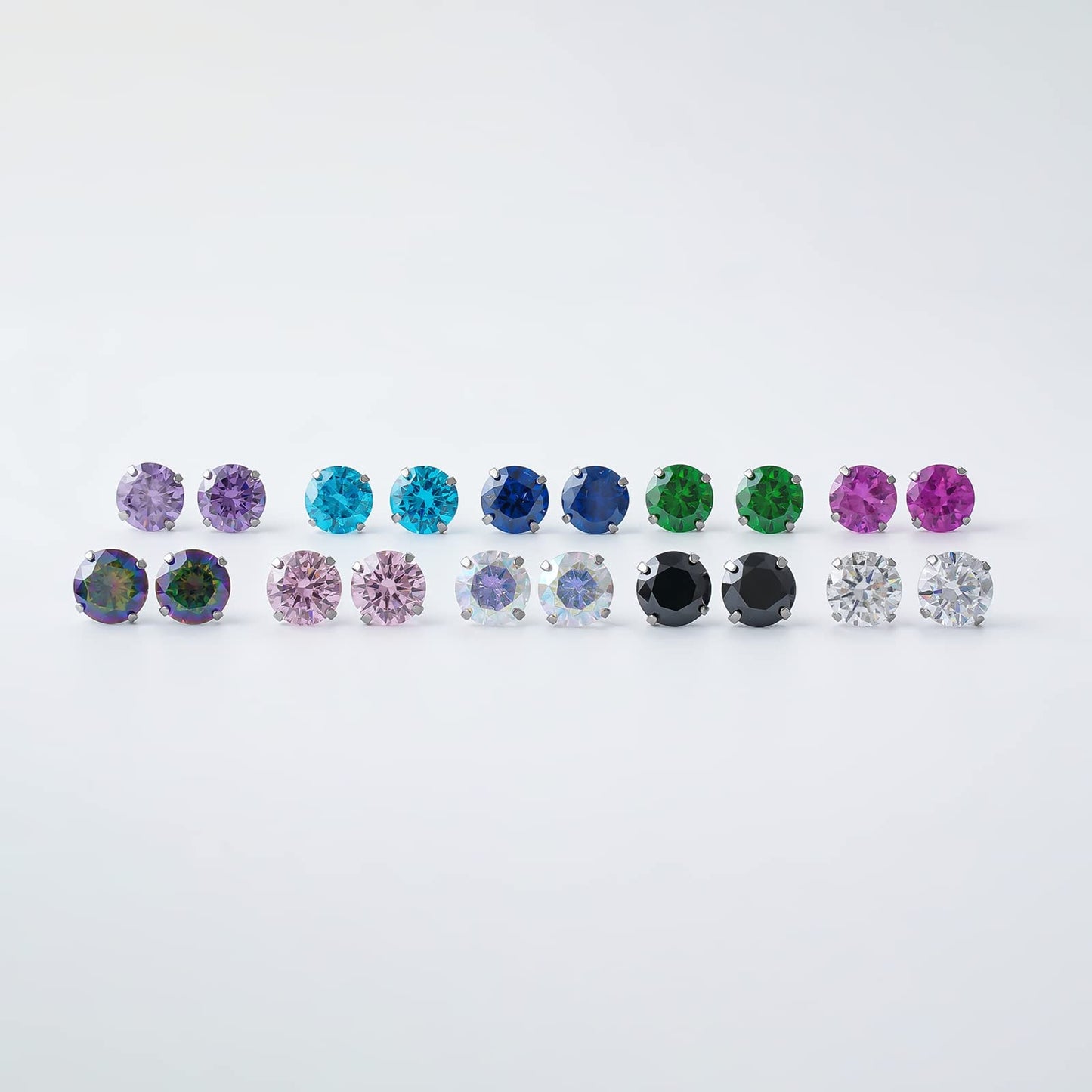 1 Pair Implant Grade Titanium Stud Earrings Set Hypoallergenic 3mm 4mm 5mm 6mm Cubic Zirconia G23 Titanium Earring Studs for Women Men for Sensitive Ear (6mm Aurora)