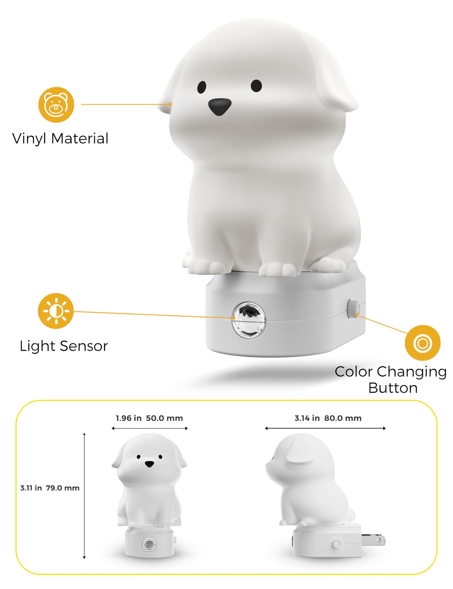 L LOHAS LED Plug in Night Light for Kids, 3D Cute Puppy Night Lights with Dusk to Dawn Sensor, RGB+Soft White 3000K Dog Night Light, Christmas Birthday Gift Nightlight for Kids, Room Decor