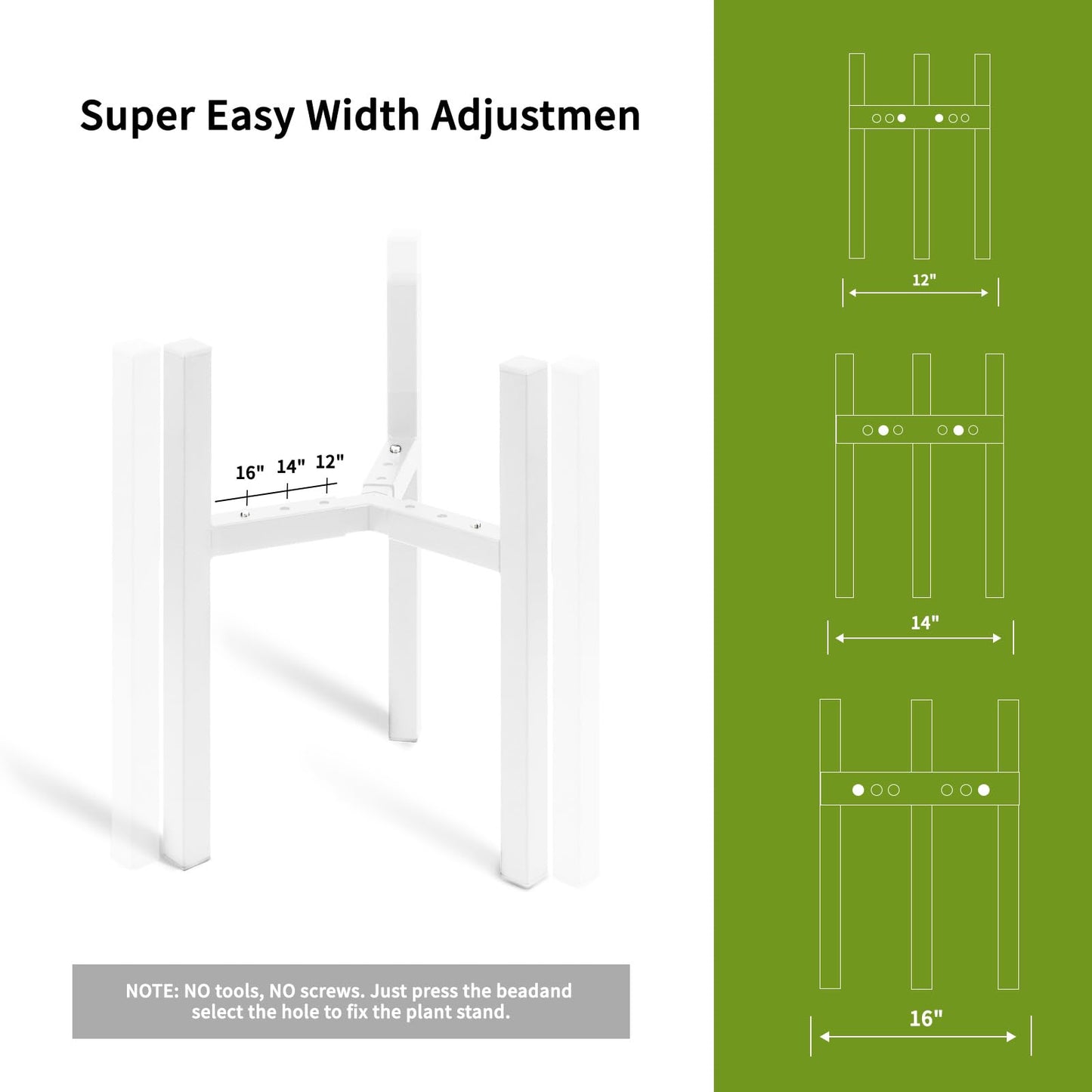 IZIDDO Adjustable Plant Stand Indoor, White Metal Planter Stands Outdoor, Mid Century Modern Plant Holder, Fit 12 14 16 inch Large Pots, Single Floor Plant Stands for Indoor Plants-1ps