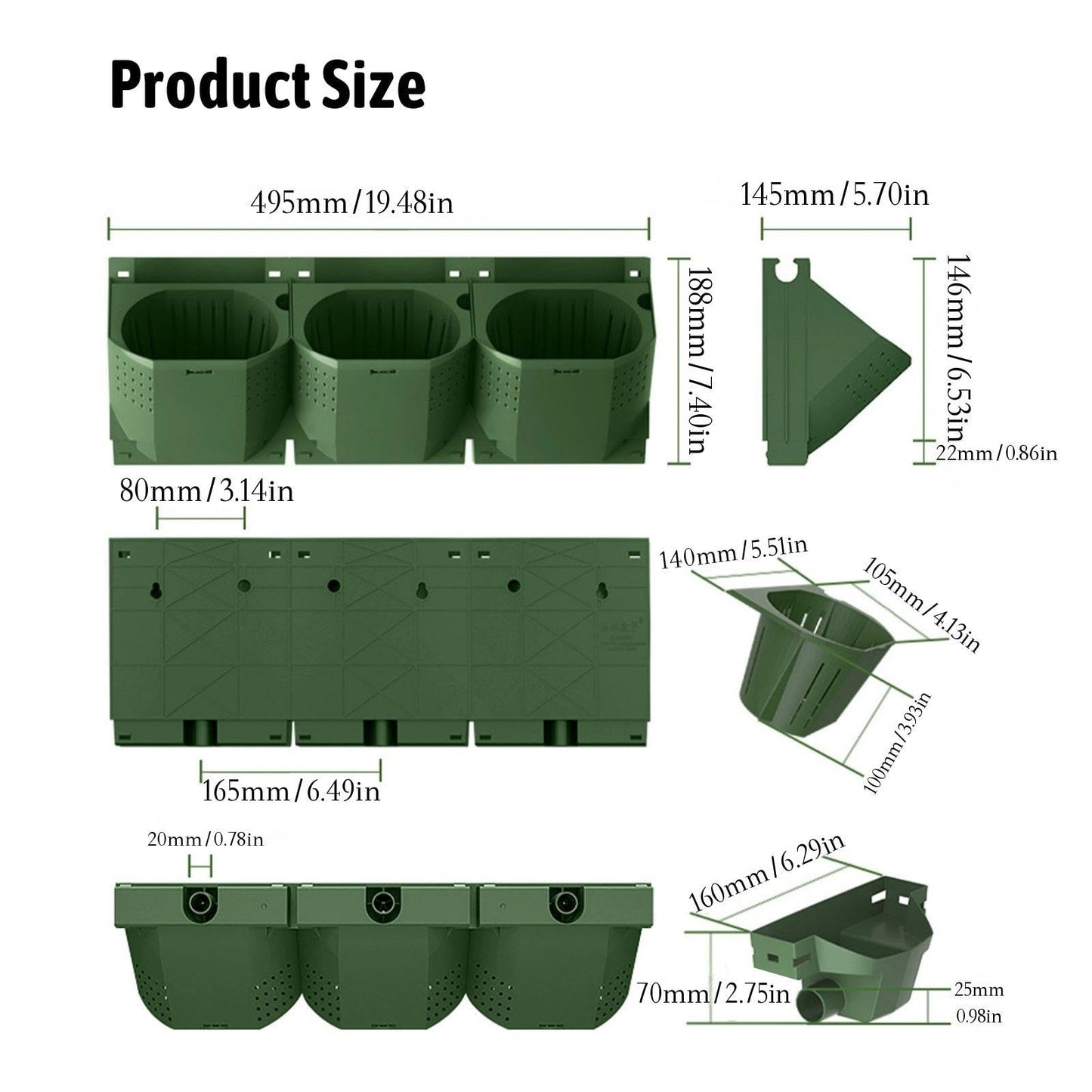 CENCESON 36 Pockets Living Wall Planter Indoor, Self Watering Wall Hanging Planters for Outdoor Plants Stackable, Cascading Vertical Planter Garden (36 planters Set)