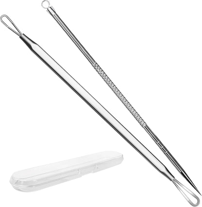 Stainless Steel Blackhead Remover, Pimple Extractor, Pimple Popper, Comedone Extractor, Surgical Grade Acne Treatment Tool, 3rd Generation Blemish Removal Kit for Face, Nose, T-Zone, 2Pcs