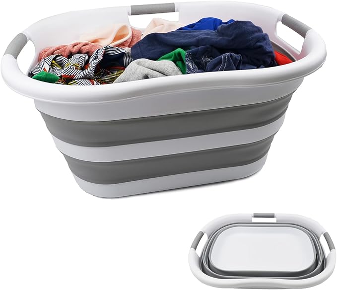 SAMMART 40L Collapsible Plastic Laundry Basket