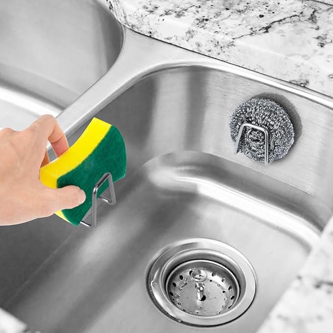 ESINAM 2Pcs Sponge Holders for Kitchen Sink, Strong Adhesive Small Sponge Holder