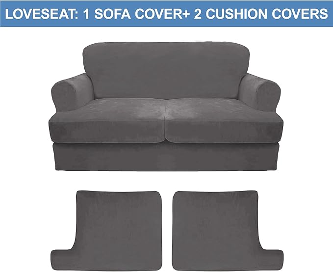 CUCRAF Cushion Sofa Cover 3 Piece Slipcovers, Soft Thick Velvet Couch Cover