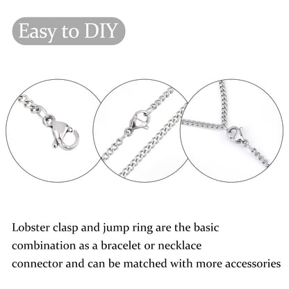 PH PandaHall 60pcs 304 Stainless Steel Lobster Clasps with 120pcs 4mm Open Jump Rings Jewelry Clasp Connector Bracelet Clips Closures for Earring Bracelet Necklace Pendants Waist Chain DIY Craft
