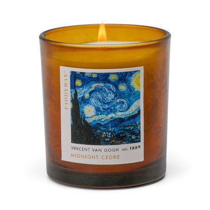 Paddywax Scented Candles Impressionist Van Gogh Luxury Artisan Candle, 6-Ounce, Starry Night/Midnight Cedre