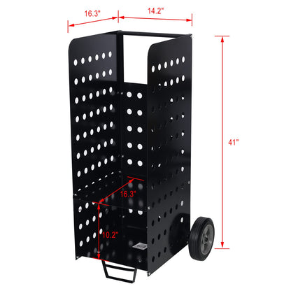 Ball & Cast 41" Firewood Log Cart Carrier Outdoor or Indoor Steel Wood Rack Storage Mover with Rolling Wheeled,Heavy Duty Wood Moving Equipment for Patios Backyard,Garden,Black