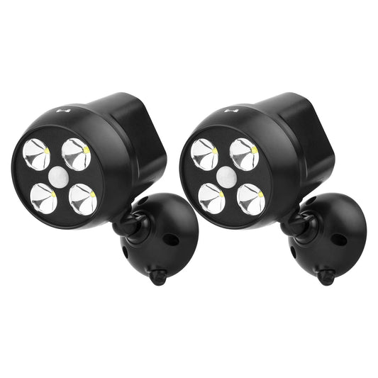 NICREW Battery Powered Outdoor LED Security Light 2-Pack, PIR Motion Sensor Spotlight, Weatherproof Outdoor Wall Light for Gardon Walkways