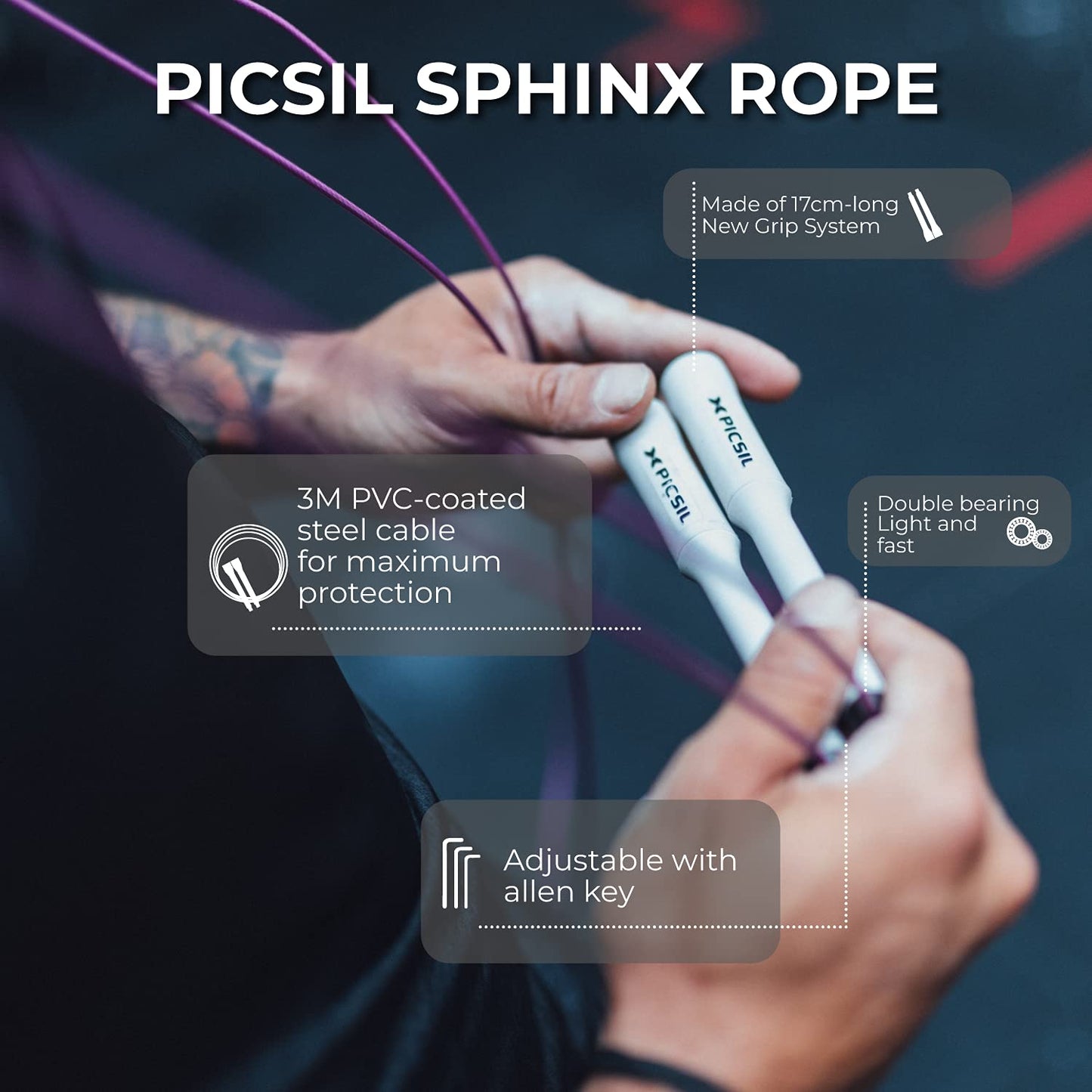 PICSIL Sphinx Rope, 360° Speed Jump Rope with Dual Bearing System, Fast, Lightweight Skipping Rope Made from ABS Plastic, Jump Ropes for Fitness, Boxing, and Conditioning, For All Ages (Dark green)
