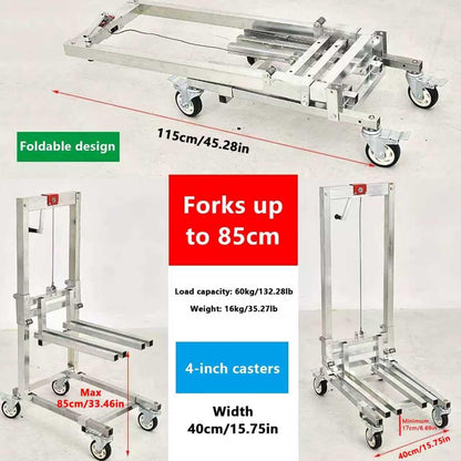 Manual Lift Trolley,60KG high Load Capacity,Foldable Cargo Crane,Lightweight Portable Winch Stacker (A)