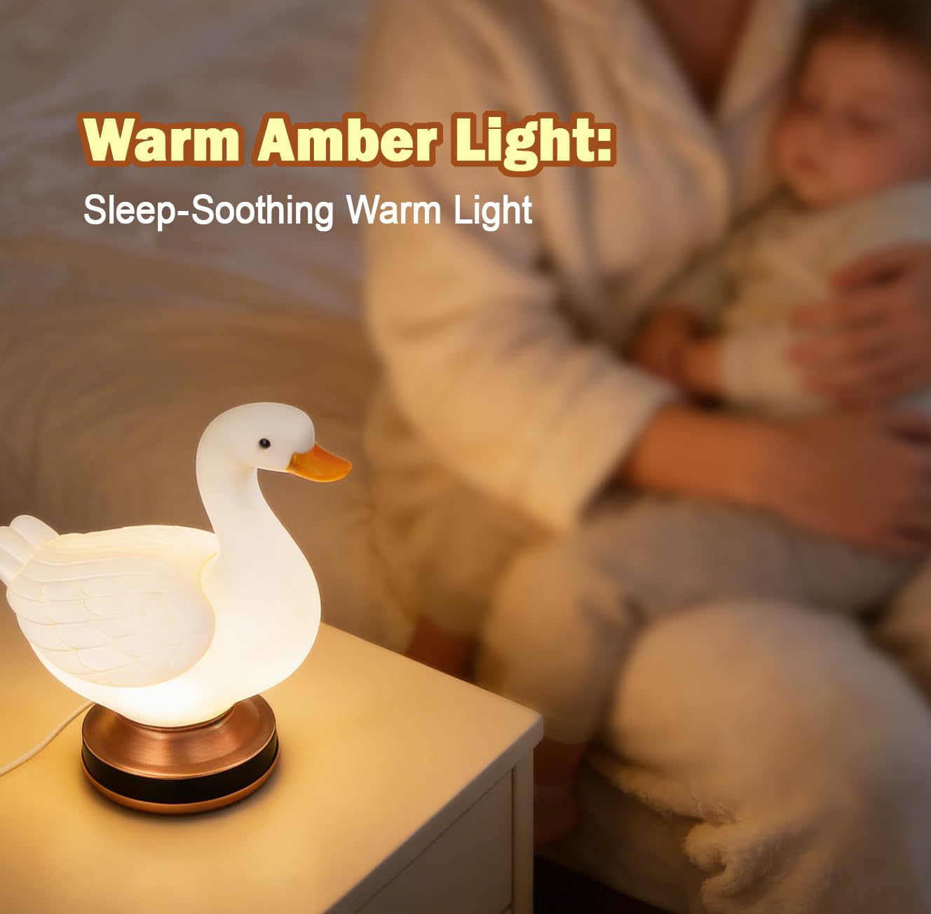 Eastyle Goose Night Light with Bow and Tie Accessories, Decorative Goose Shaped Table Lamp, Warm White USB Plug-in Goose Lamp, Cute Goose Nightlight, Resin Desk Light for Bedroom Shelf Decor Gift