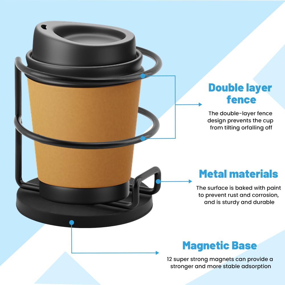 Magnetic Cup Holder Heavy Duty Metal Drink Holder Portable Cup Holders for Tractor Mower Truck Car Fridge Bottom Magnetic(Size:3.46in)